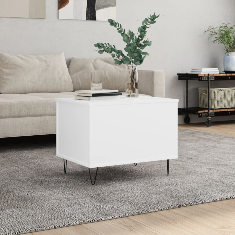vidaXL Salontafel 60x44,5x45 cm bewerkt hout wit afbeelding 1
