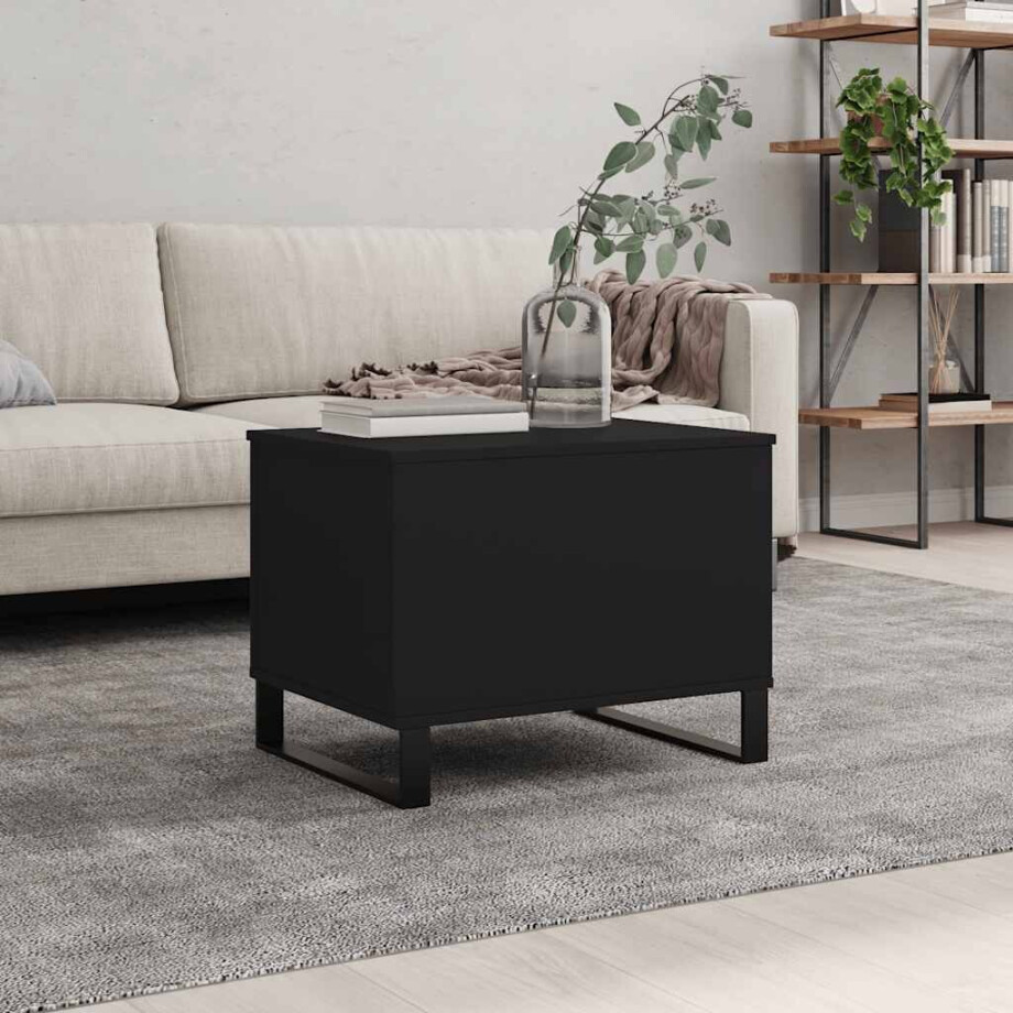 vidaXL Salontafel 60x44,5x45 cm bewerkt hout zwart vidaXL Salontafel 60x44,5x45 cm bewerkt hout zwart afbeelding 1