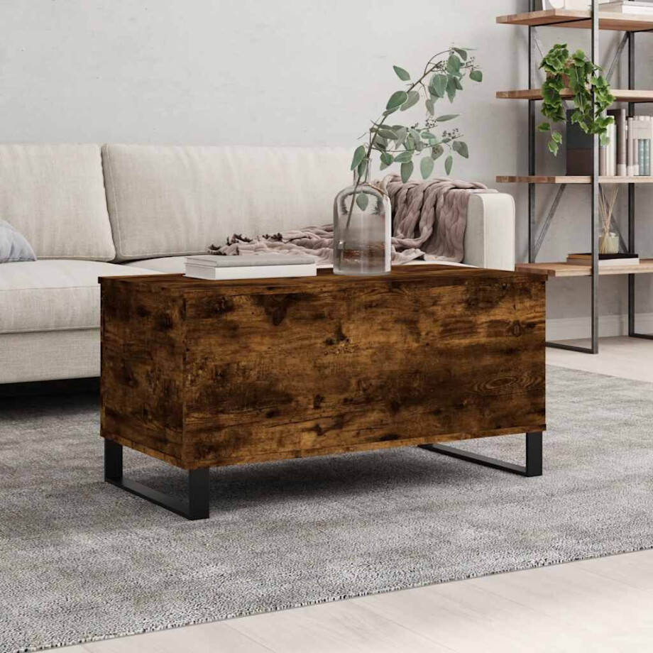 vidaXL Salontafel 90x44,5x45 cm bewerkt hout gerookt eikenkleurig vidaXL Salontafel 90x44,5x45 cm bewerkt hout gerookt eikenkleurig afbeelding 1
