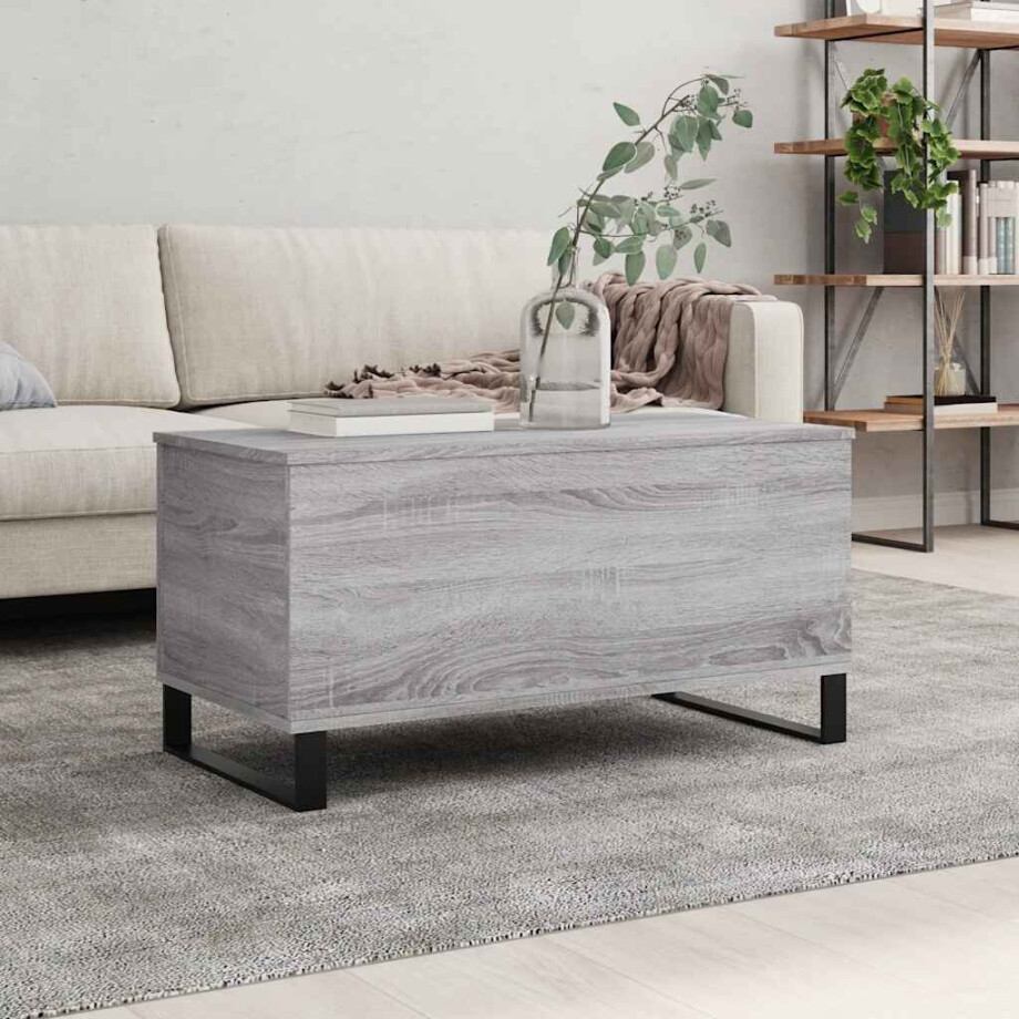 vidaXL Salontafel 90x44,5x45 cm bewerkt hout grijs sonoma eikenkleurig afbeelding 1