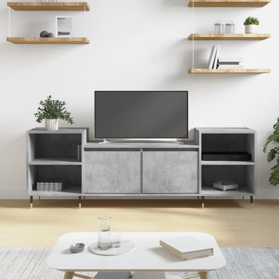vidaXL Tv-meubel 160x35x55 cm bewerkt hout betongrijs vidaXL Tv-meubel 160x35x55 cm bewerkt hout betongrijs afbeelding 1