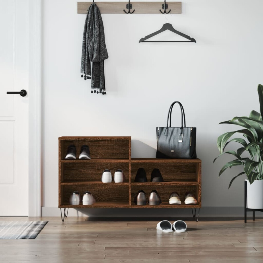 vidaXL Schoenenkast 102x36x60 cm bewerkt hout bruin eikenkleur afbeelding 1