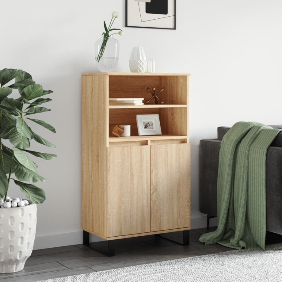 vidaXL Hoge kast 60x36x110 cm bewerkt hout sonoma eikenkleurig afbeelding 1