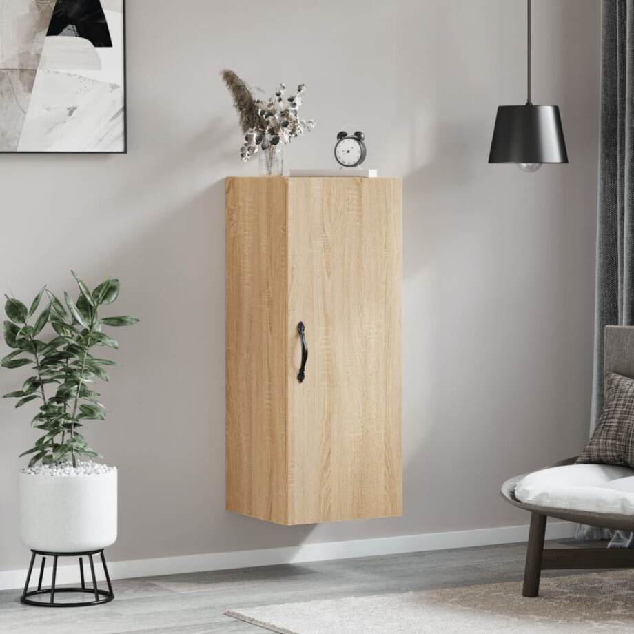vidaXL Wandkast 34,5x34x90 cm bewerkt hout sonoma eikenkleurig afbeelding 1