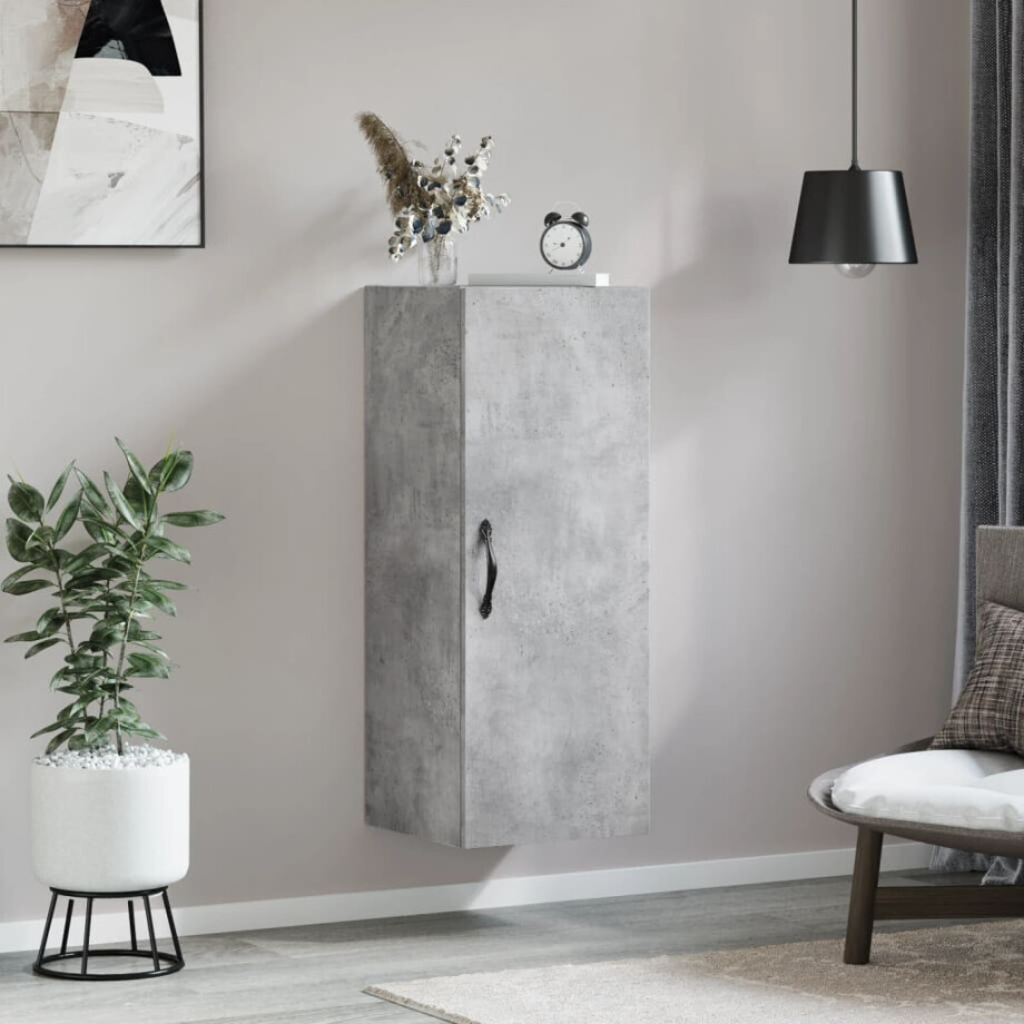 vidaXL Wandkast 34,5x34x90 cm bewerkt hout betongrijs afbeelding 1