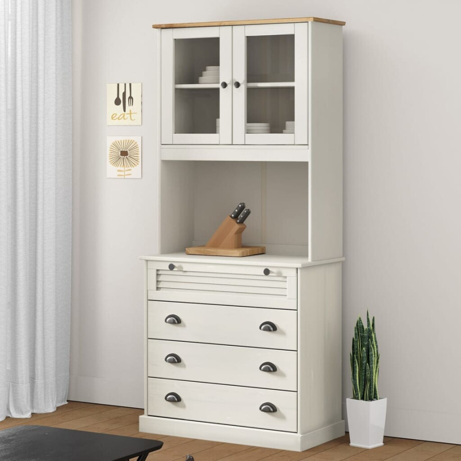 vidaXL Hoge kast VIGO 80x40x176 cm massief grenenhout wit afbeelding 1