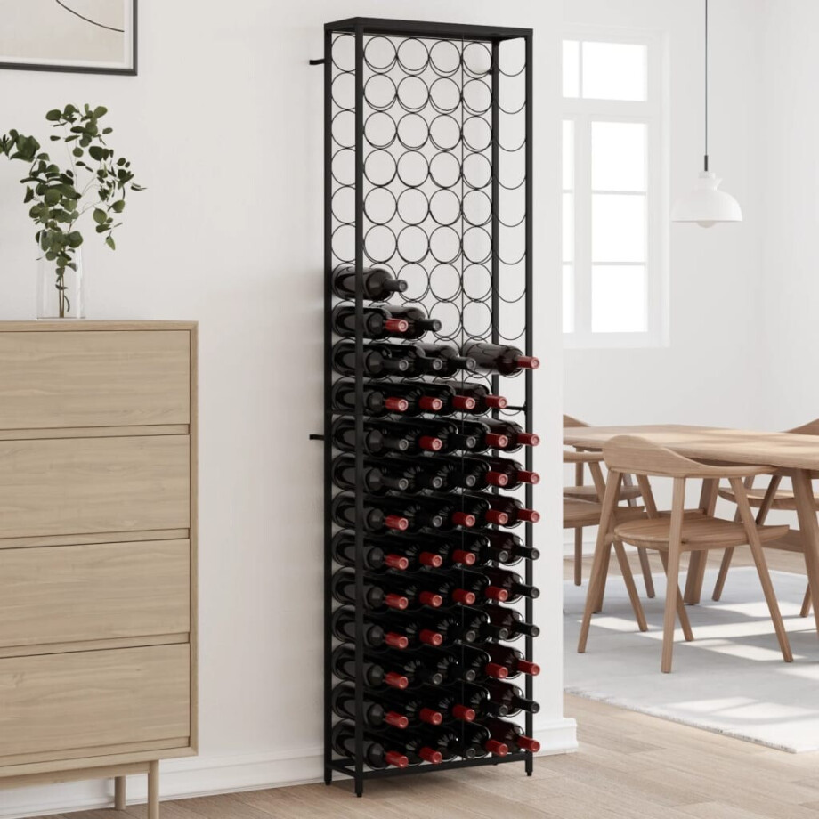 vidaXL Wijnrek voor 95 flessen 54x18x200 cm smeedijzer zwart afbeelding 1