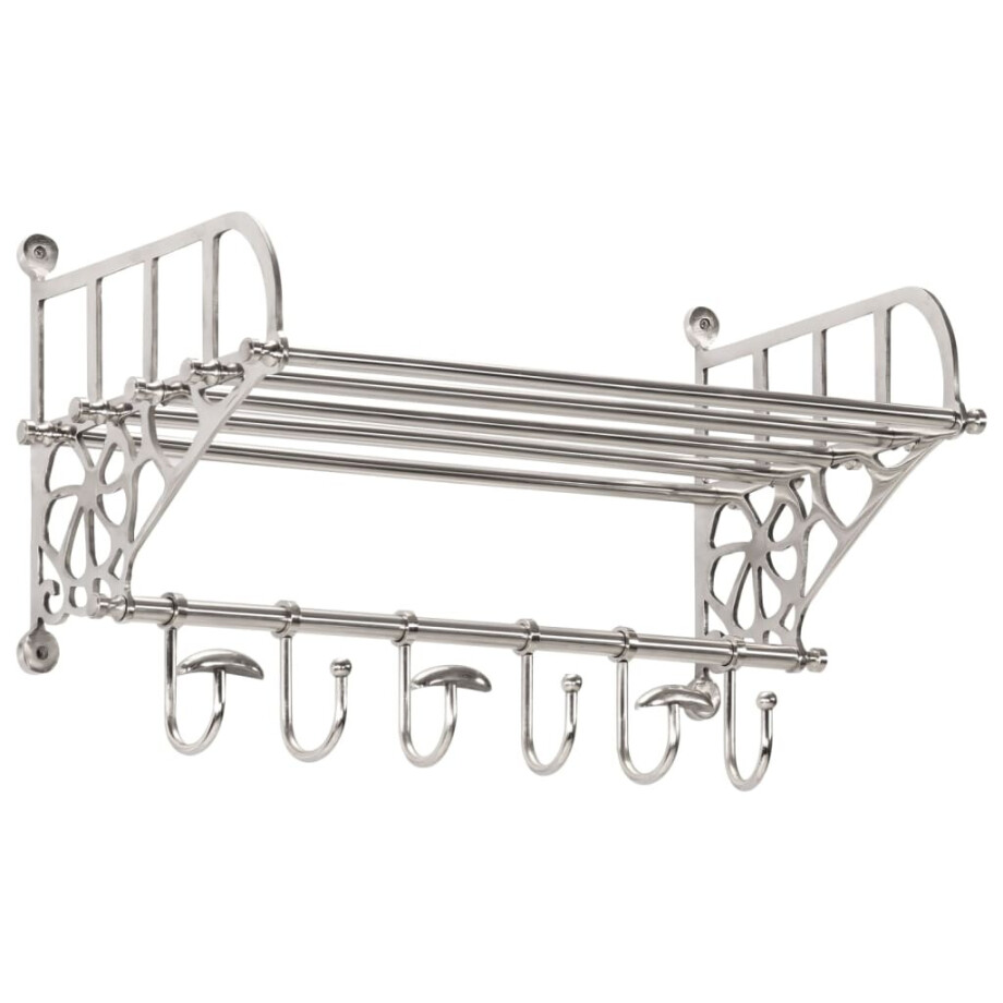 vidaXL Bagagerek met kleerhangers wandmontage aluminium vidaXL Bagagerek met kleerhangers wandmontage aluminium afbeelding 1