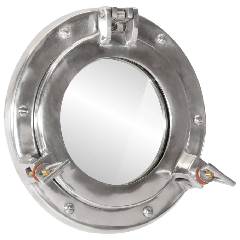 vidaXL Wandspiegel patrijspoort Ø23 cm aluminium en glas afbeelding 1