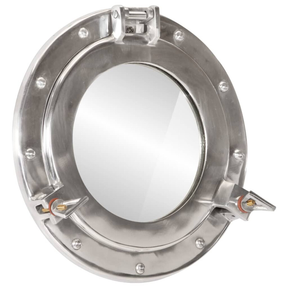 vidaXL Wandspiegel patrijspoort Ø30 cm aluminium en glas afbeelding 1
