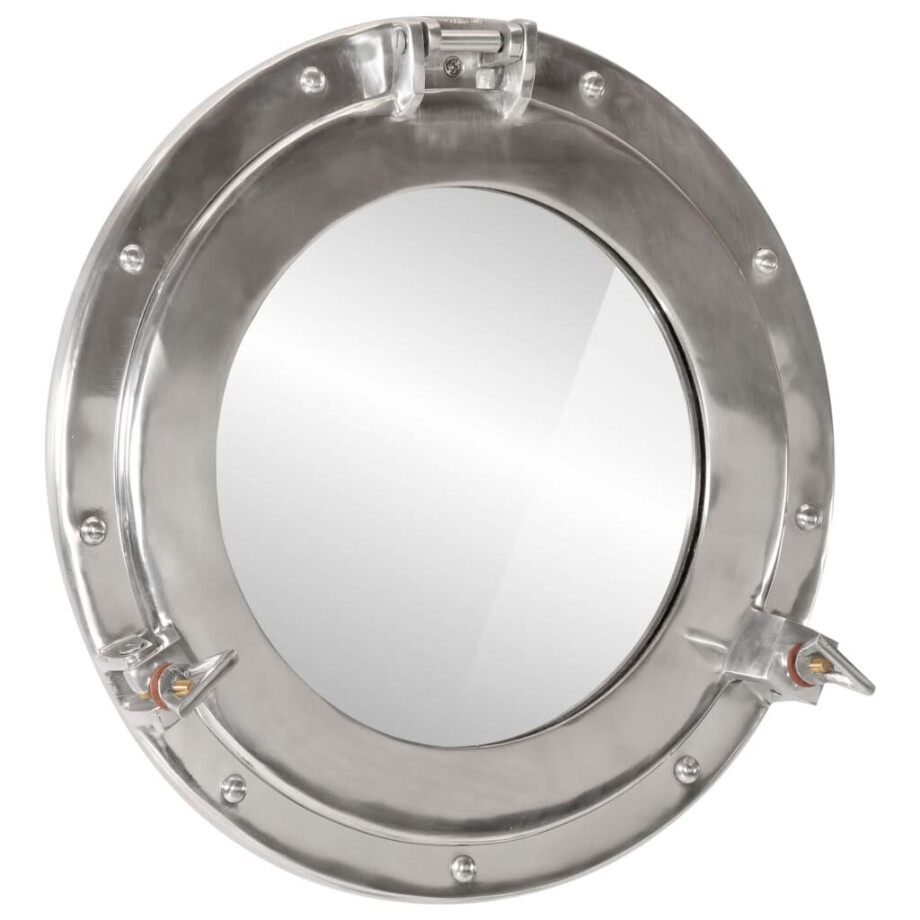 vidaXL Wandspiegel patrijspoort Ø38 cm aluminium en glas afbeelding 1
