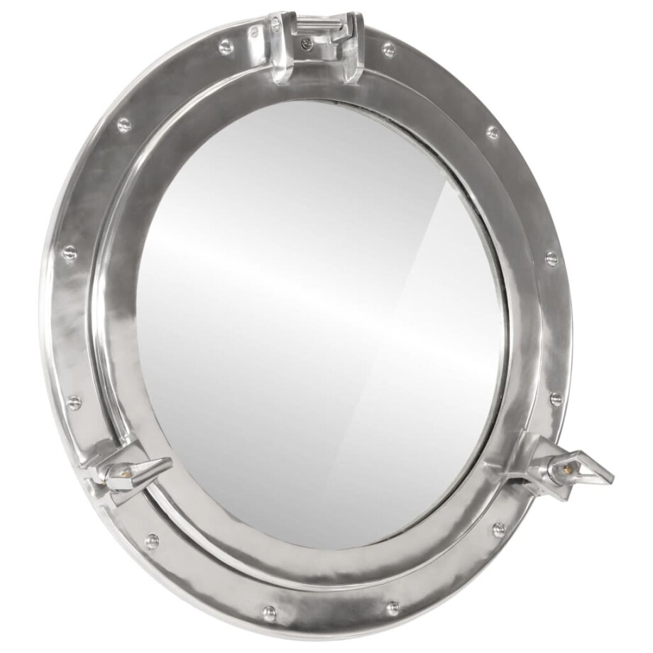 vidaXL Wandspiegel patrijspoort Ø50 cm aluminium en glas afbeelding 1