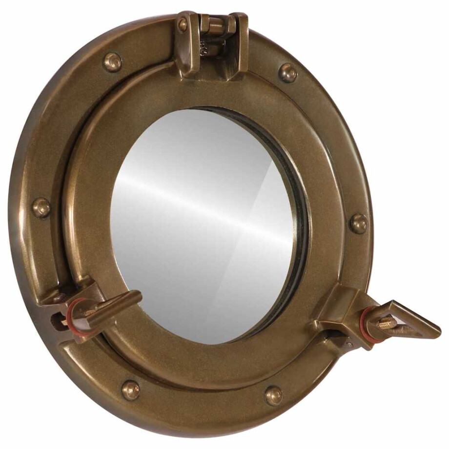 vidaXL Wandspiegel patrijspoort Ø23 cm aluminium en glas afbeelding 1