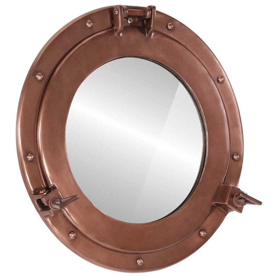 vidaXL Wandspiegel patrijspoort Ø38 cm aluminium en glas afbeelding 1