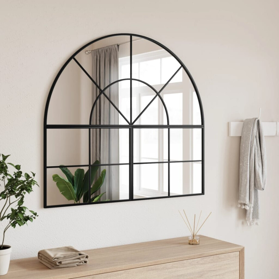 vidaXL Wandspiegel boog 100x90 cm ijzer zwart afbeelding 1