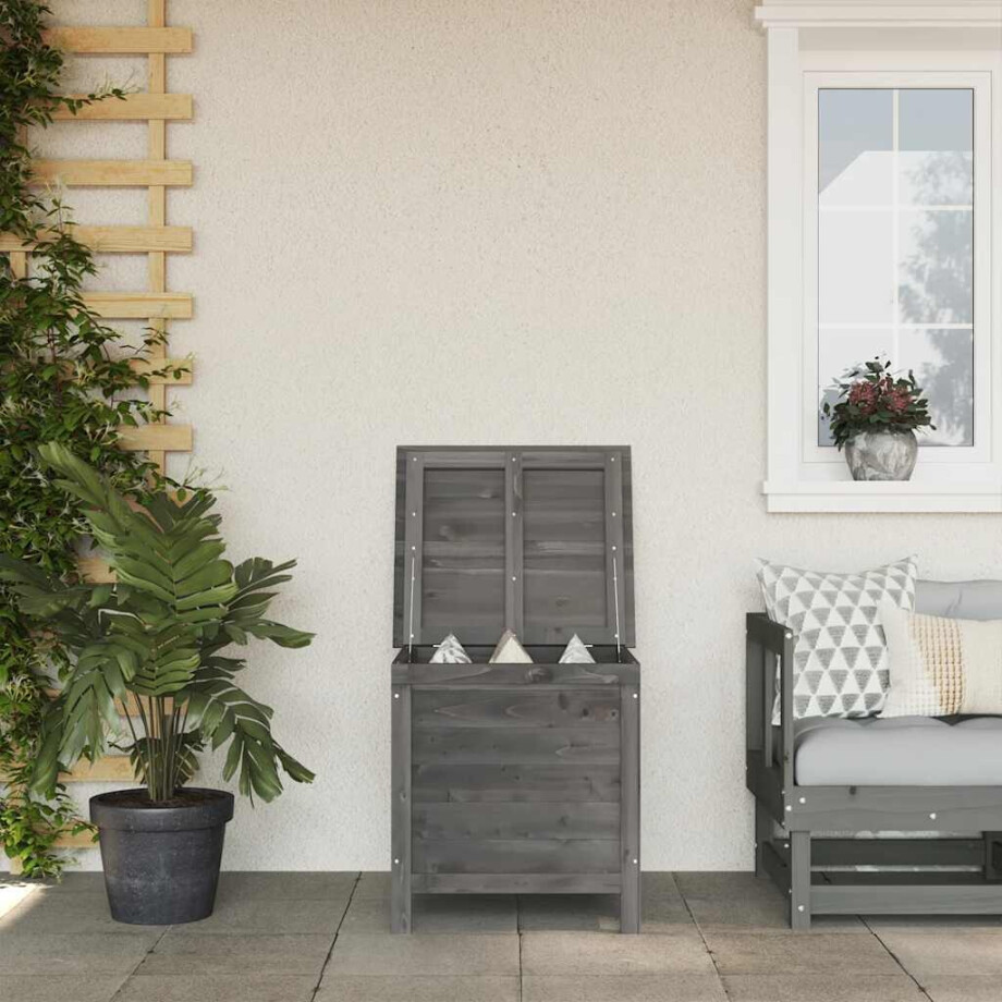 vidaXL Tuinbox 50x49x56,5 cm massief vurenhout antracietkleurig afbeelding 1