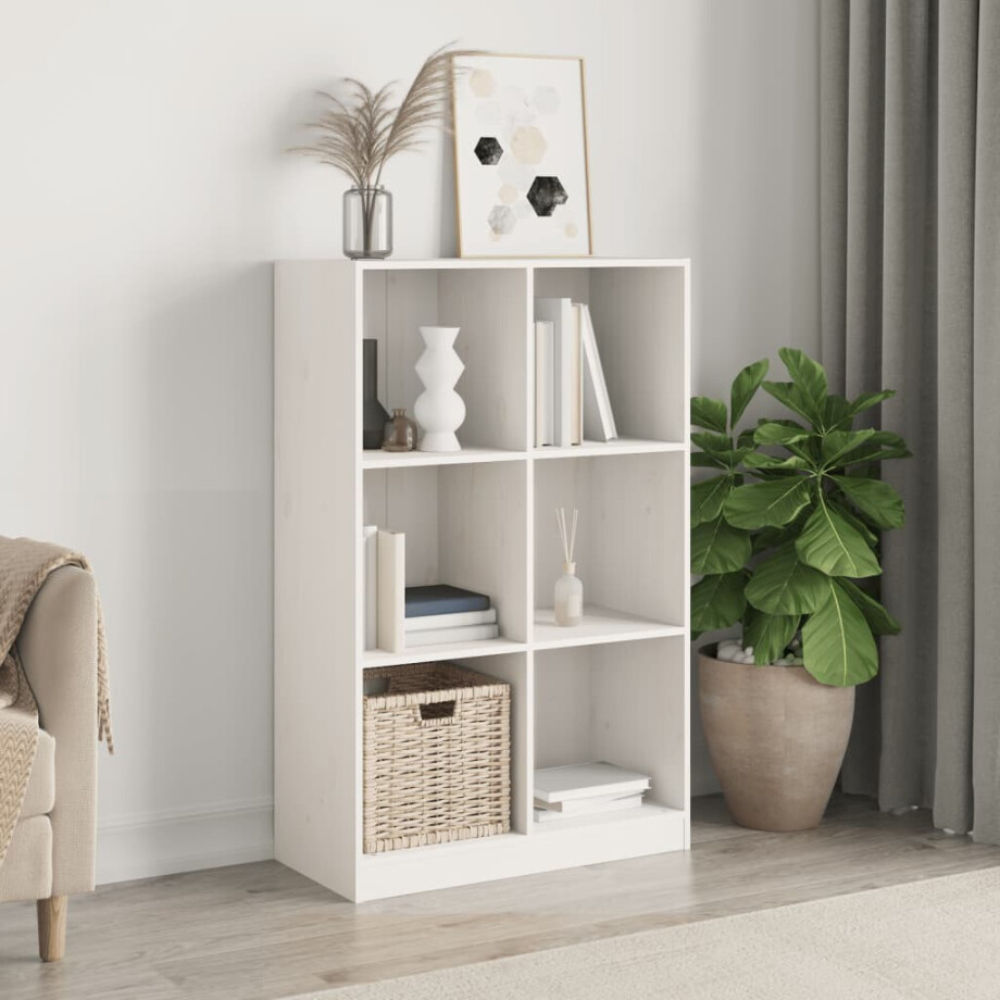 vidaXL Boekenkast 70x33x110 massief grenenhout wit afbeelding 1