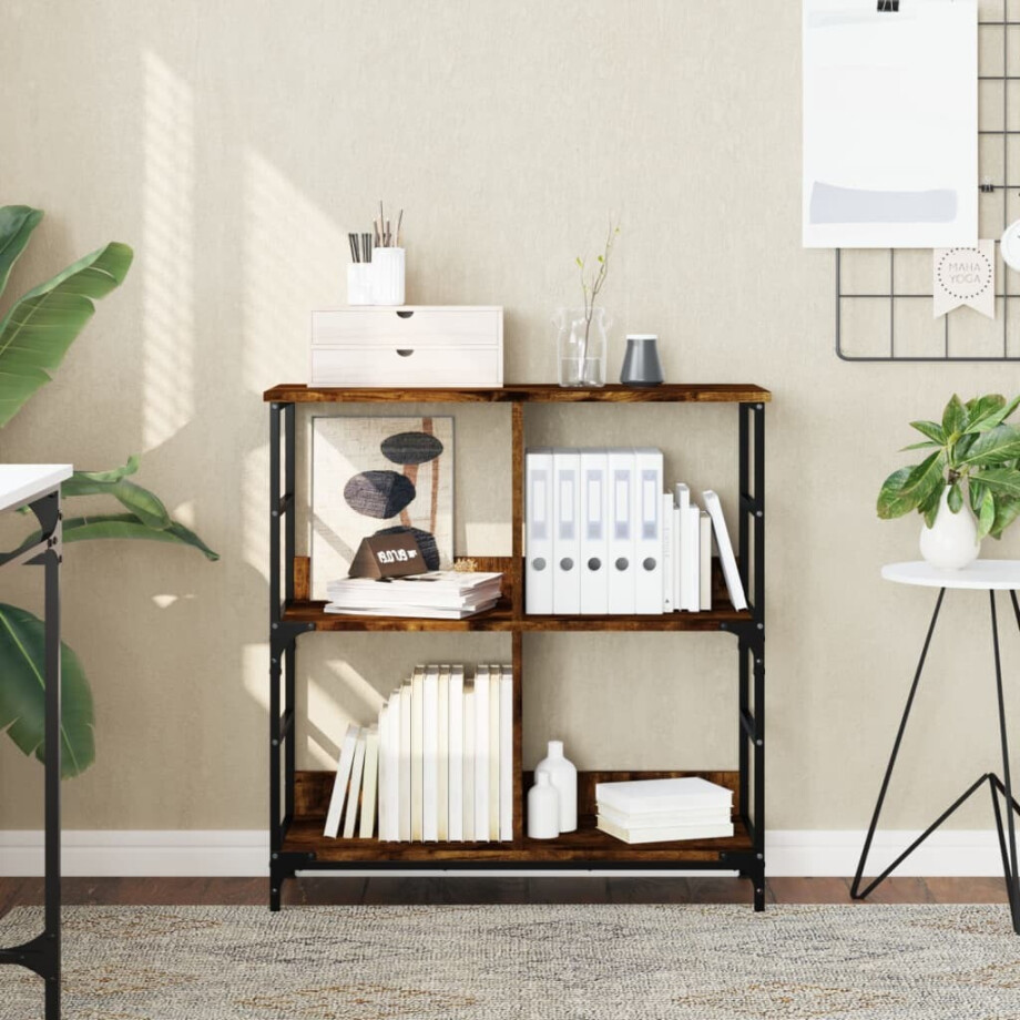 vidaXL Boekenrek 78,5x33x82 cm bewerkt hout gerookt eikenkleurig vidaXL Boekenrek 78,5x33x82 cm bewerkt hout gerookt eikenkleurig afbeelding 1