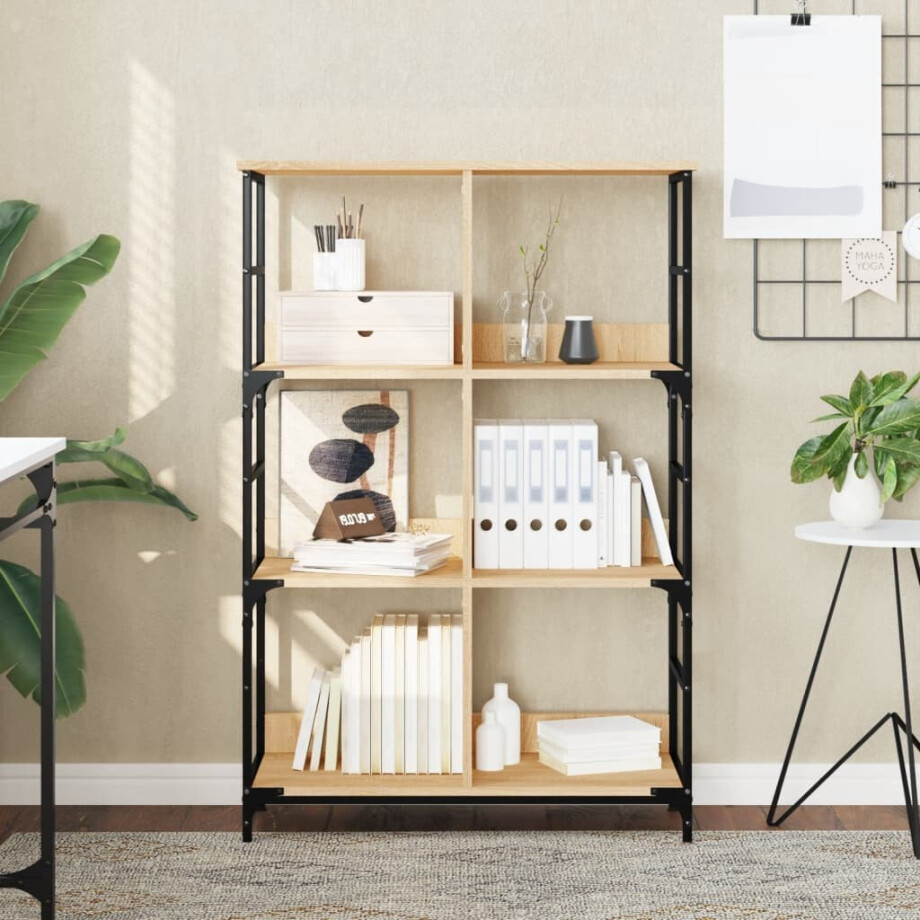 vidaXL Boekenrek 78,5x33x117,5 cm bewerkt hout sonoma eikenkleurig afbeelding 1