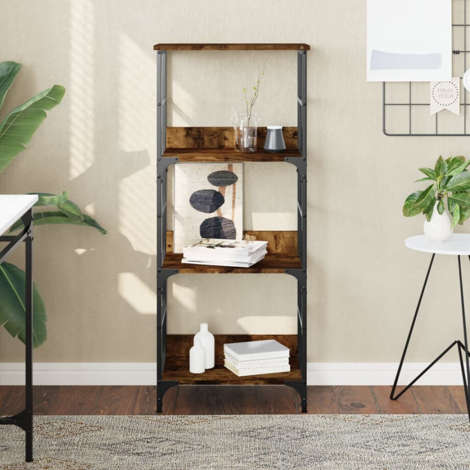 vidaXL Boekenrek 50x33x117,5 cm bewerkt hout gerookt eikenkleurig afbeelding 1