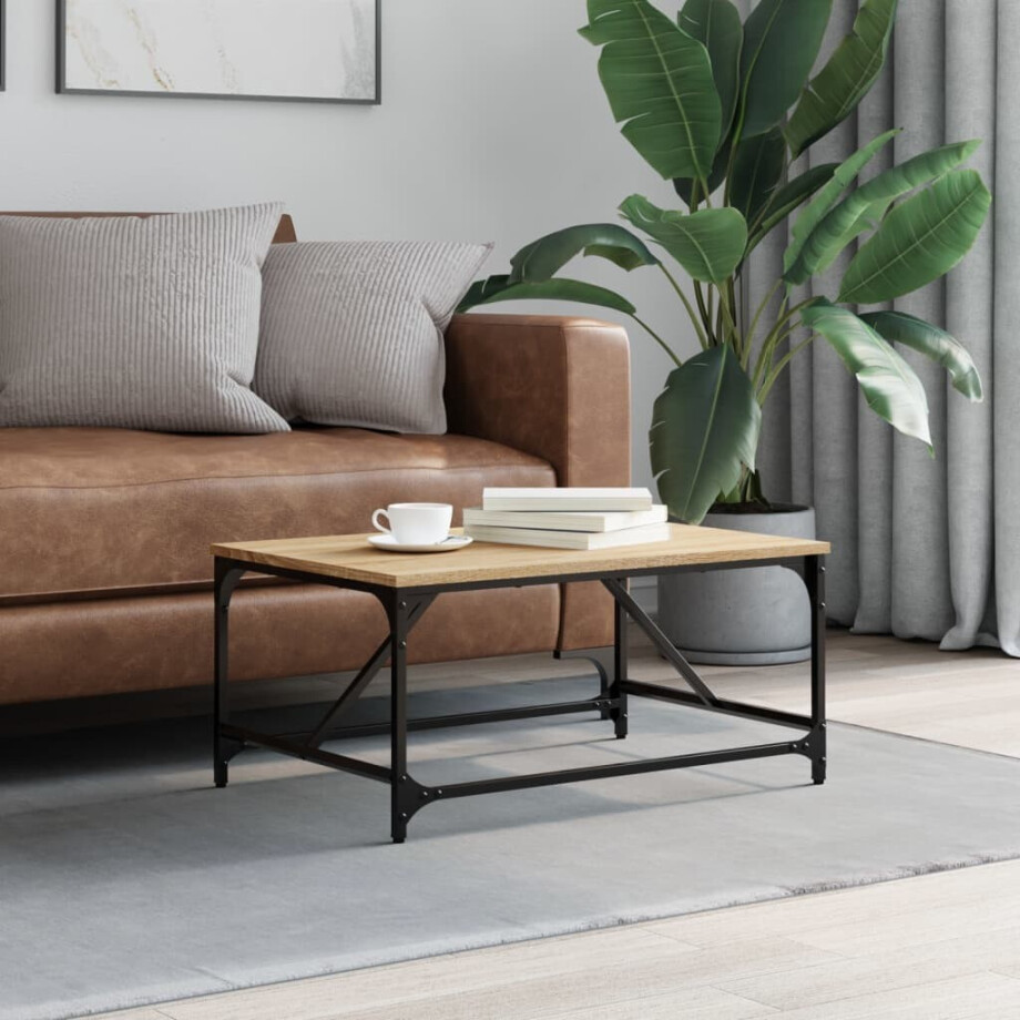 vidaXL Salontafel 75x50x35 cm bewerkt hout sonoma eikenkleurig afbeelding 1