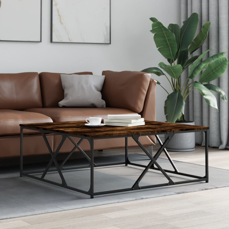 vidaXL Salontafel 100x100x40 cm bewerkt hout gerookt eikenkleurig afbeelding 1
