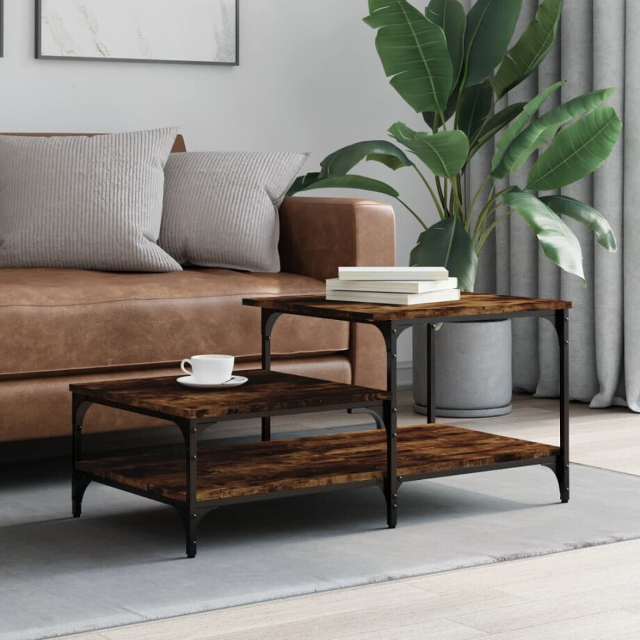 vidaXL Salontafel 100x50,5x45 cm bewerkt hout gerookt eikenkleurig vidaXL Salontafel 100x50,5x45 cm bewerkt hout gerookt eikenkleurig afbeelding 1