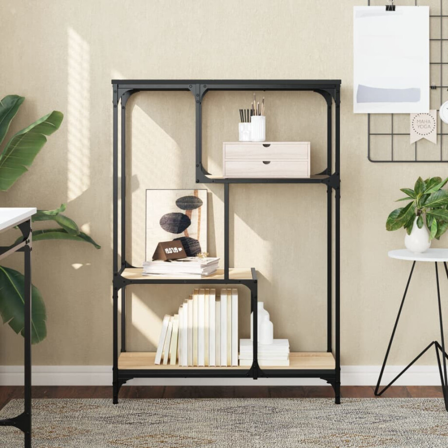 vidaXL Boekenrek 81x36x115 cm bewerkt hout en staal sonoma eikenkleur afbeelding 1