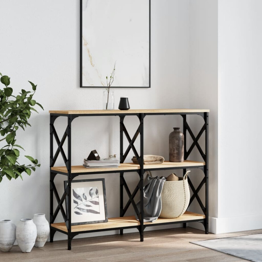 vidaXL Wandtafel 100x28x80,5 cm bewerkt hout sonoma eikenkleurig vidaXL Wandtafel 100x28x80,5 cm bewerkt hout sonoma eikenkleurig afbeelding 1
