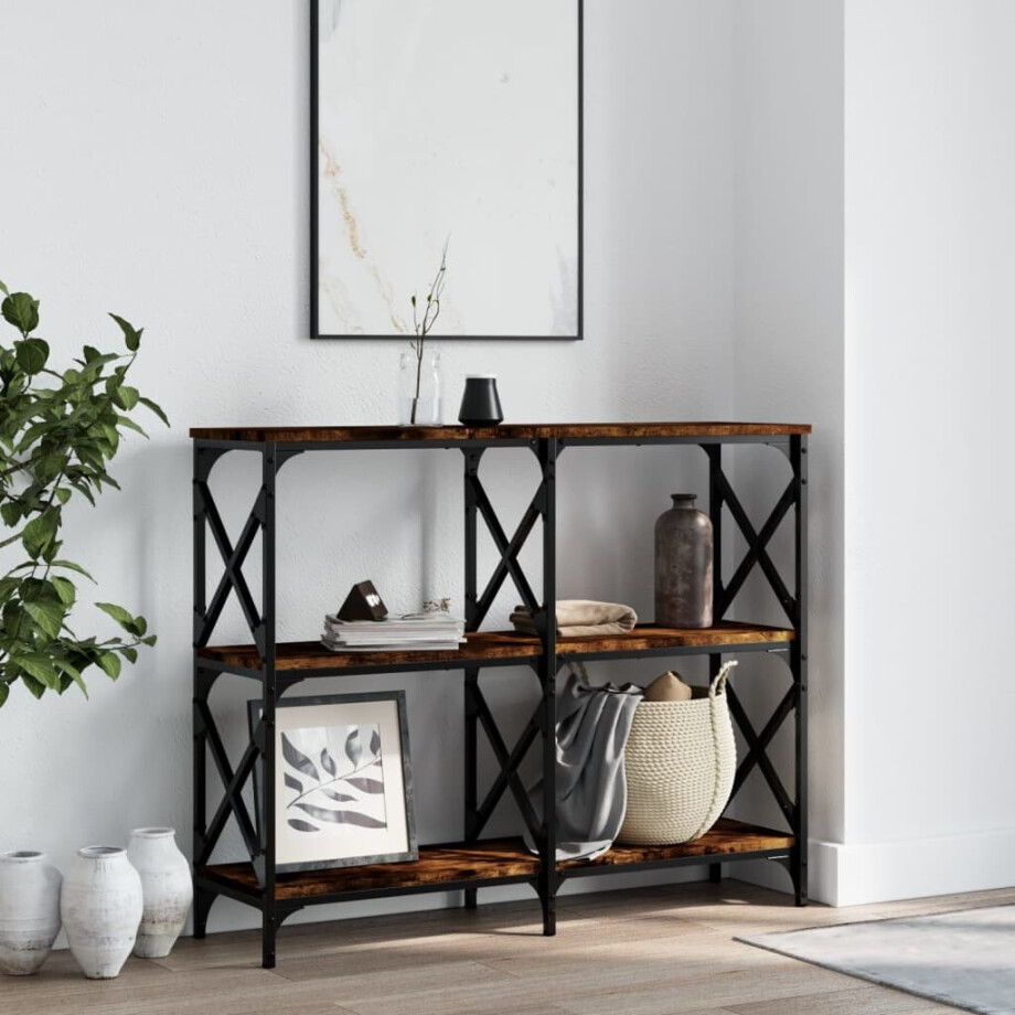 vidaXL Wandtafel 100x28x80,5 cm bewerkt hout gerookt eikenkleurig vidaXL Wandtafel 100x28x80,5 cm bewerkt hout gerookt eikenkleurig afbeelding 1