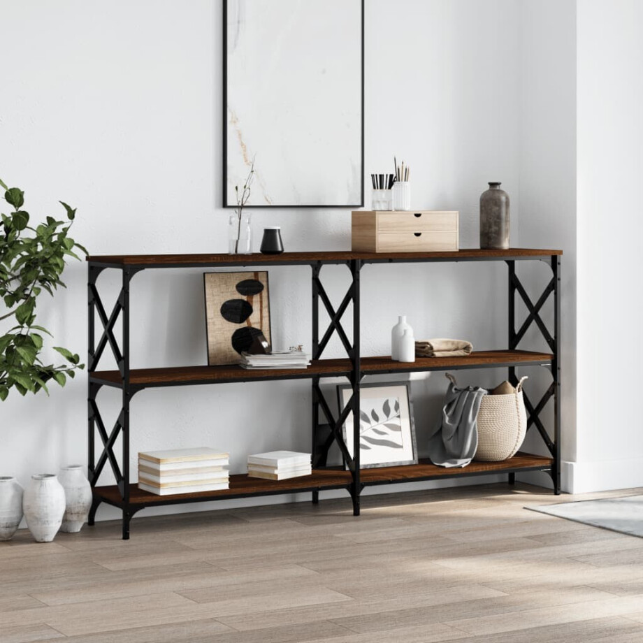 vidaXL Wandtafel 200x28x80,5 cm bewerkt hout bruin eikenkleur afbeelding 1