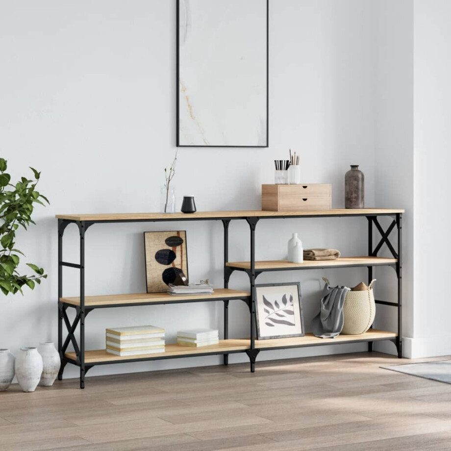 vidaXL Wandtafel 180x29x76,5 cm bewerkt hout sonoma eikenkleurig afbeelding 1
