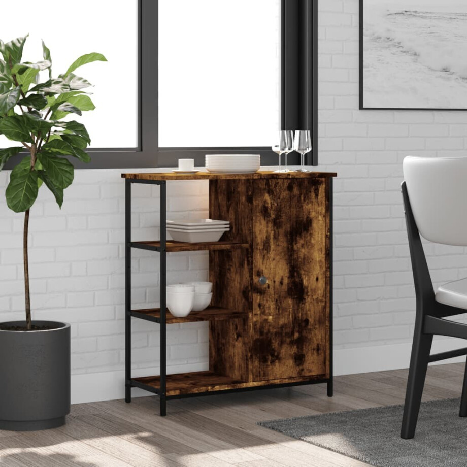 vidaXL Dressoir 70x30x80 cm bewerkt hout gerookt eikenkleurig vidaXL Dressoir 70x30x80 cm bewerkt hout gerookt eikenkleurig afbeelding 1