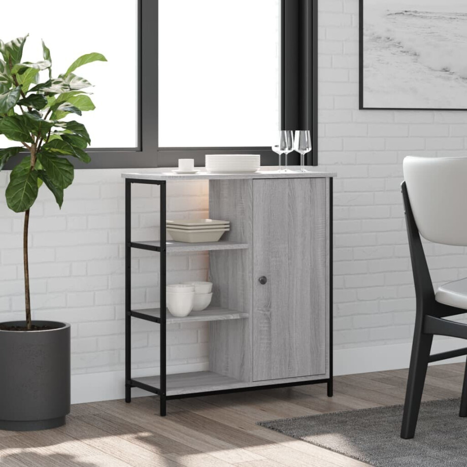 vidaXL Dressoir 70x30x80 cm bewerkt hout grijs sonoma vidaXL Dressoir 70x30x80 cm bewerkt hout grijs sonoma afbeelding 1