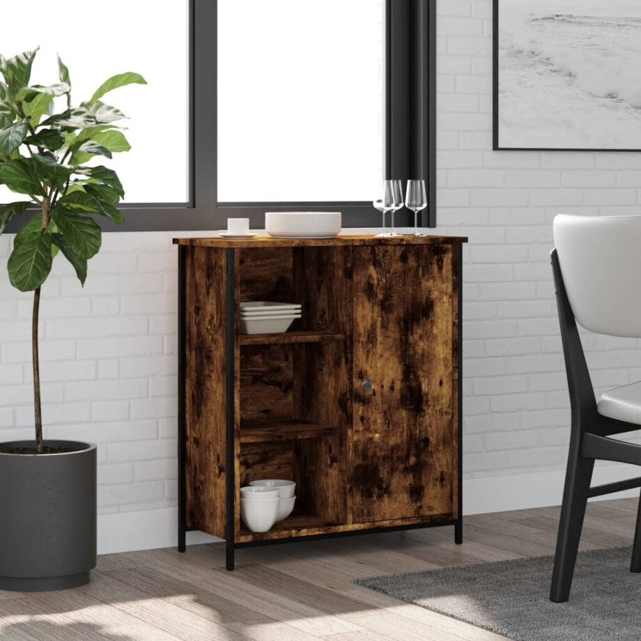 vidaXL Dressoir 70x30x80 cm bewerkt hout gerookt eikenkleurig vidaXL Dressoir 70x30x80 cm bewerkt hout gerookt eikenkleurig afbeelding 1