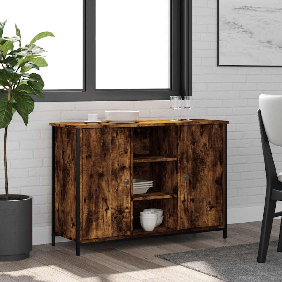 vidaXL Dressoir 100x35x70 cm bewerkt hout gerookt eikenkleurig afbeelding 1