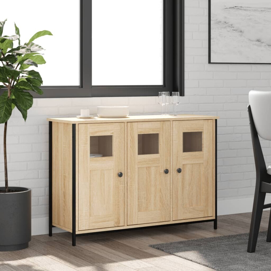 vidaXL Dressoir 100x35x70 cm bewerkt hout sonoma eikenkleurig afbeelding 1