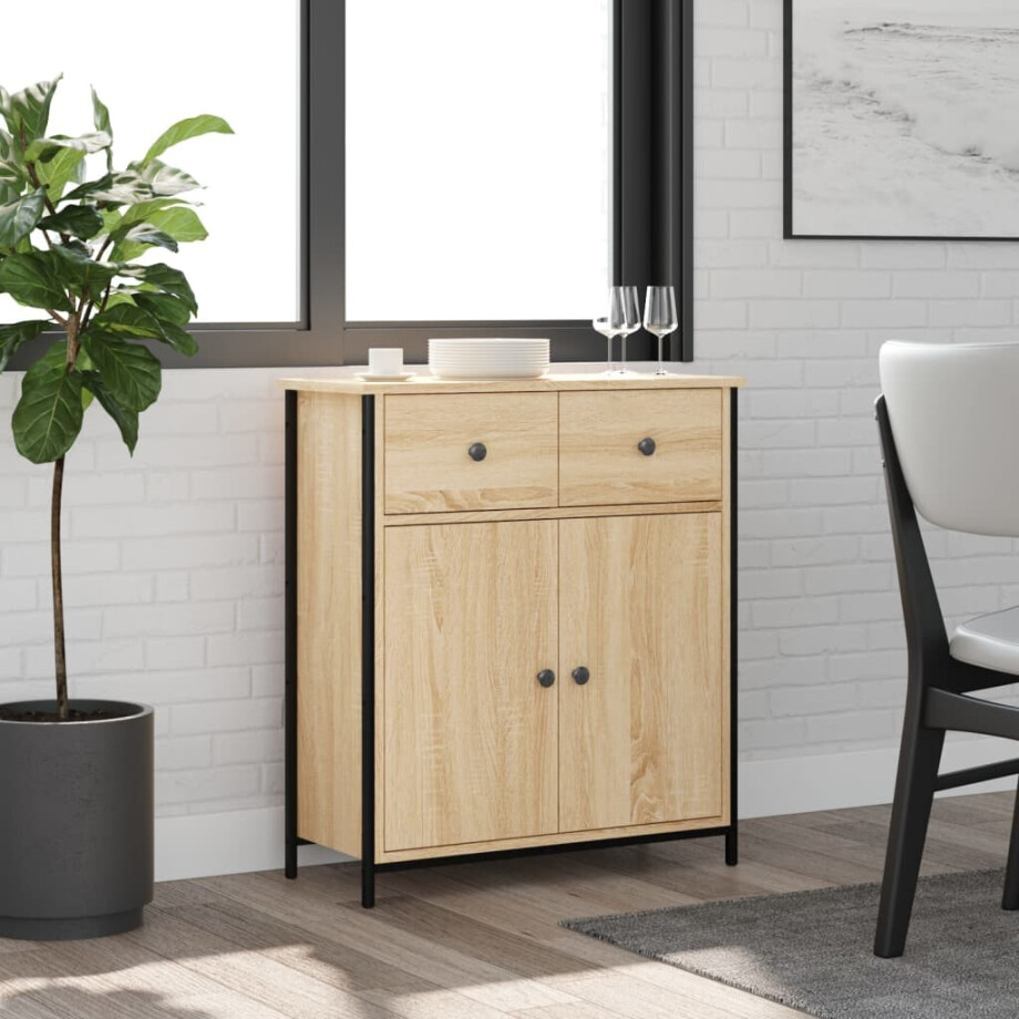 vidaXL Dressoir 70x30x80 cm bewerkt hout sonoma eikenkleurig vidaXL Dressoir 70x30x80 cm bewerkt hout sonoma eikenkleurig afbeelding 1