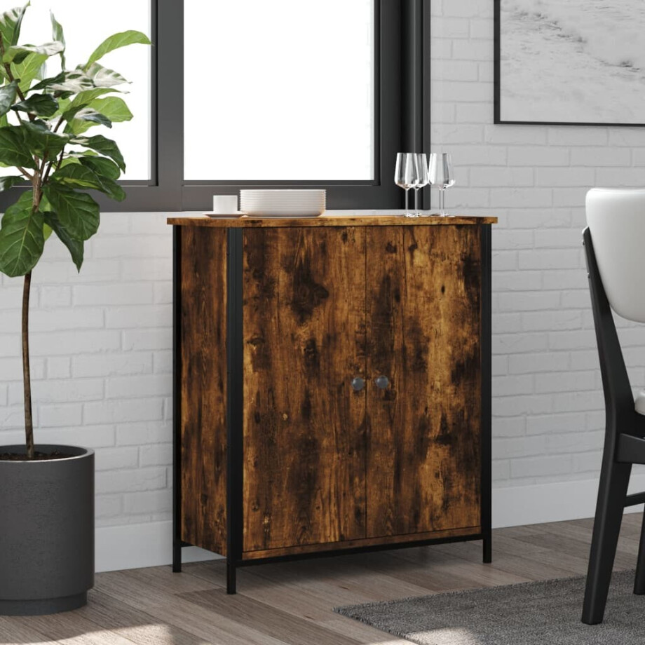 vidaXL Dressoir 70x30x80 cm bewerkt hout gerookt eikenkleurig vidaXL Dressoir 70x30x80 cm bewerkt hout gerookt eikenkleurig afbeelding 1