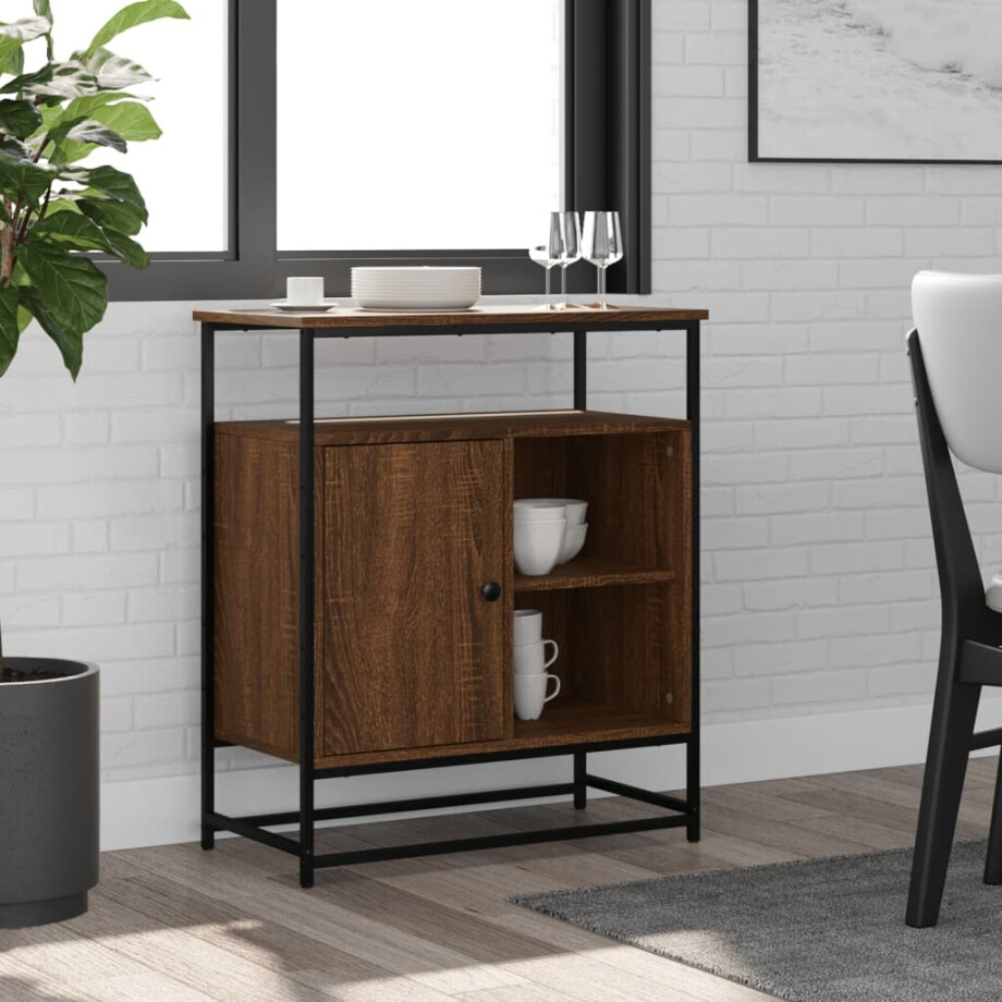 vidaXL Dressoir 69x35x80 cm bewerkt hout bruin eikenkleur afbeelding 1
