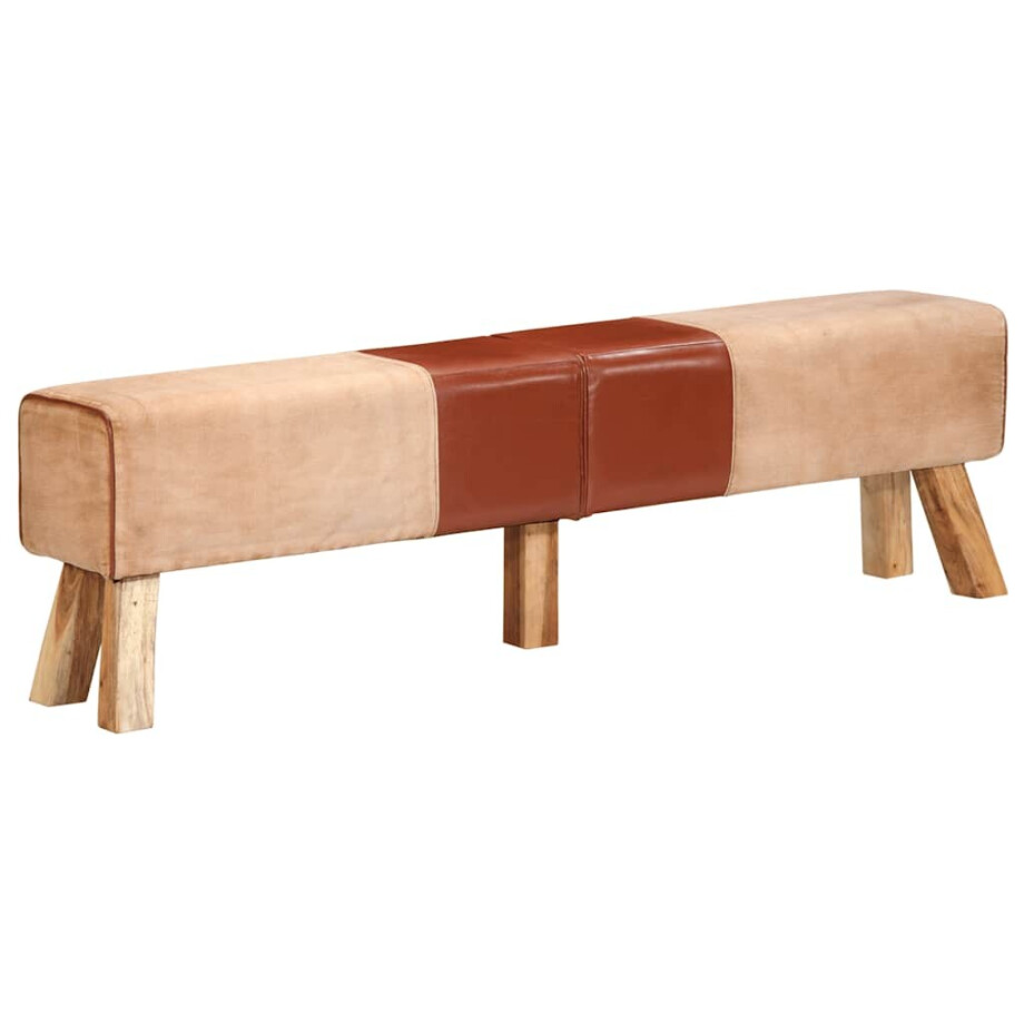 vidaXL Gymbok 160 cm echt leer en canvas bruin afbeelding 1