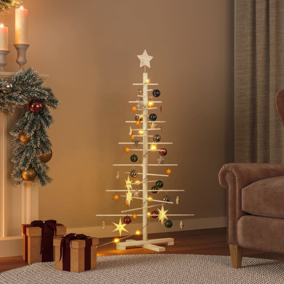 vidaXL Kerstdecoratie kerstboom 125 cm massief grenenhout afbeelding 1