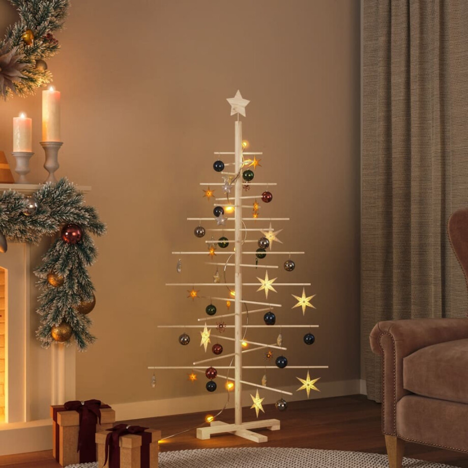 vidaXL Kerstdecoratie kerstboom 150 cm massief grenenhout afbeelding 1