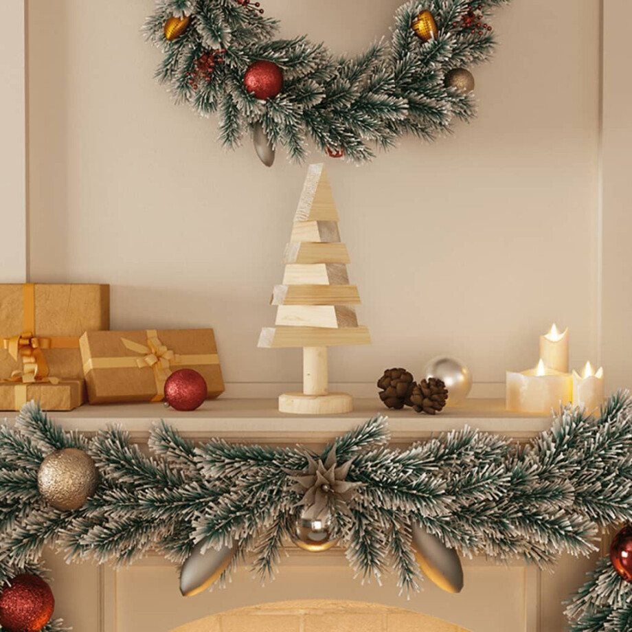 vidaXL Kerstdecoraties kerstboom 2 st 30 cm massief grenenhout afbeelding 1