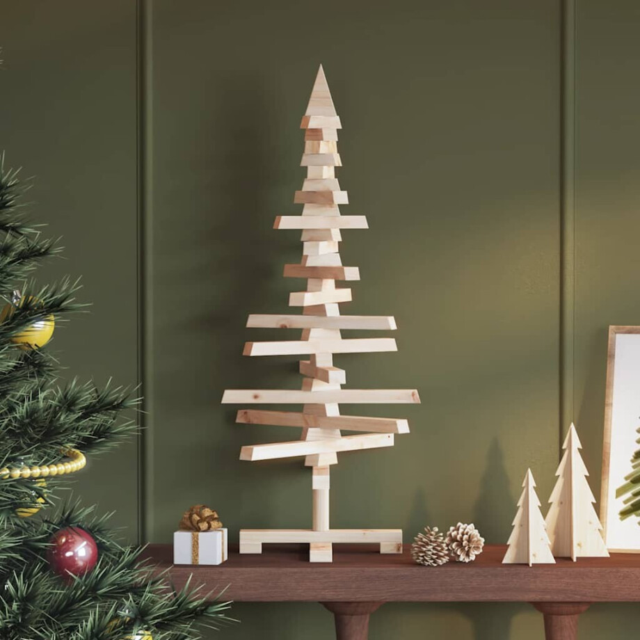 vidaXL | Houten kerstboom | natuurlijk 90 cm Massief grenenhout afbeelding 1