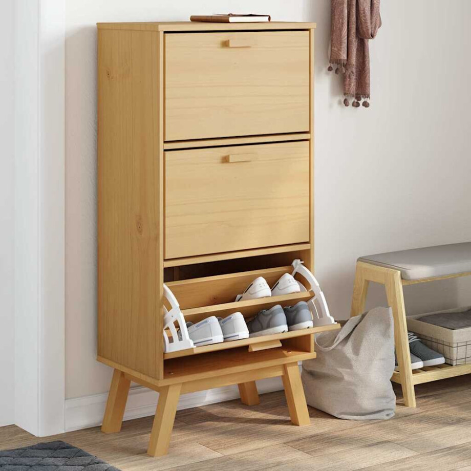 vidaXL Schoenenkast OLDEN 55x35x120 cm grenenhout bruin afbeelding 1