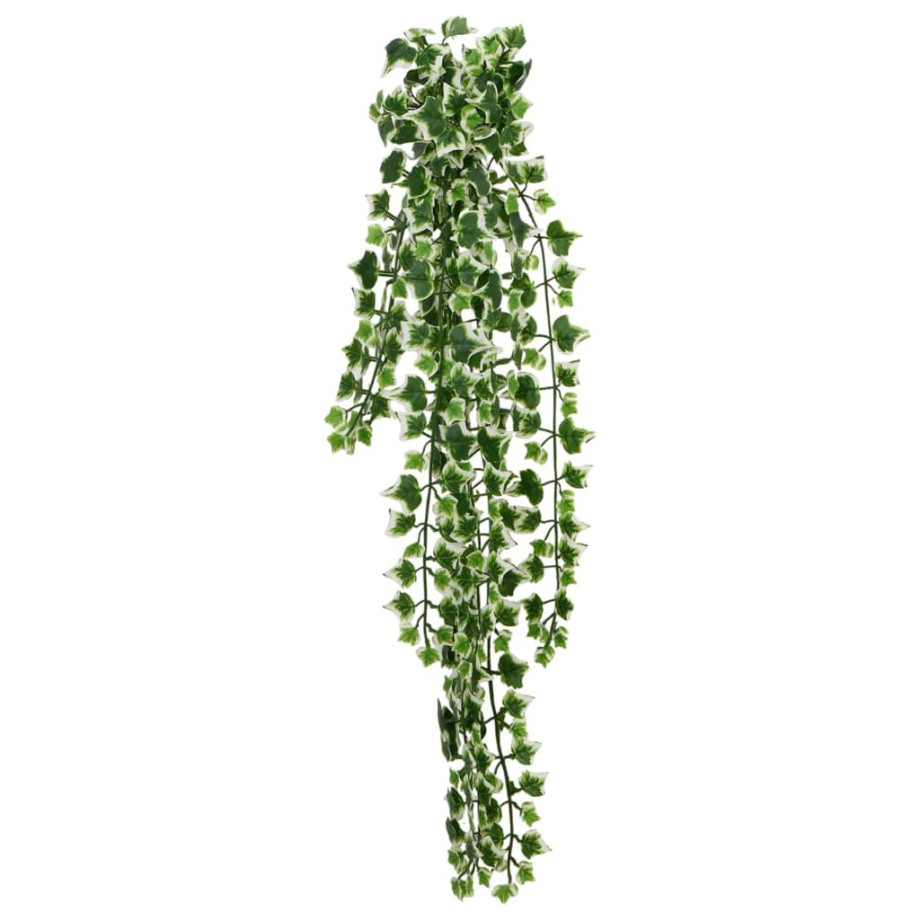 vidaXL Kunsthangplanten 12 st 339 bladeren 90 cm groen en wit afbeelding 1