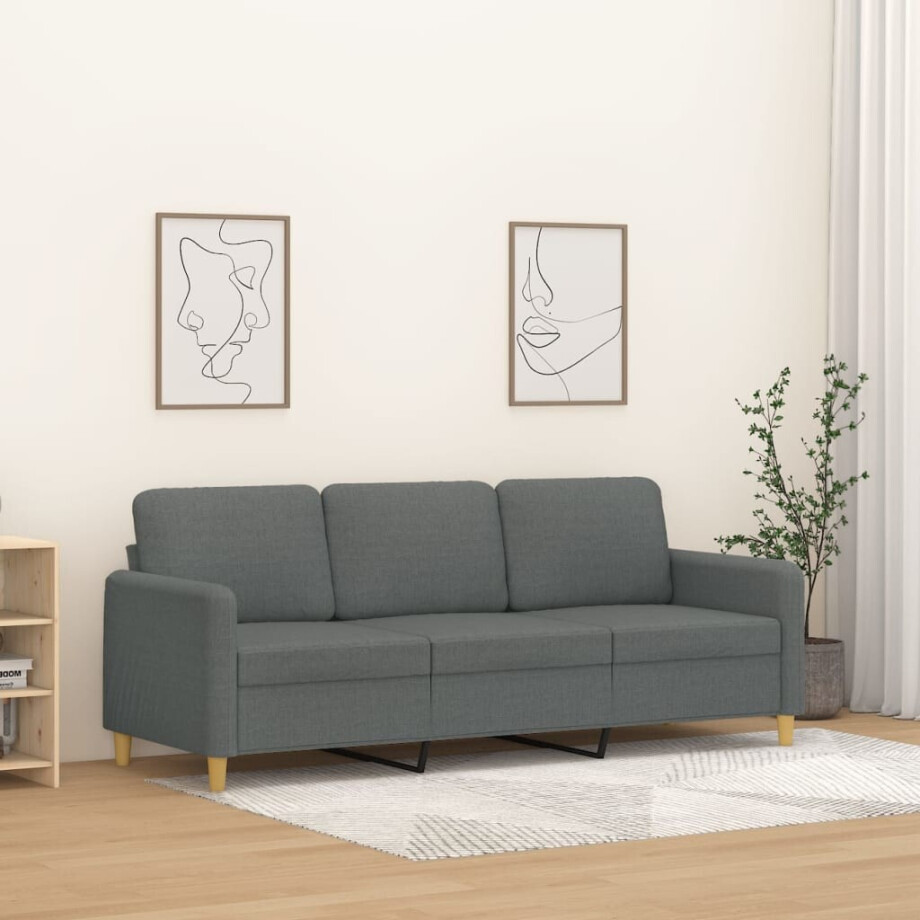 vidaXL Driezitsbank 180 cm stof donkergrijs afbeelding 1