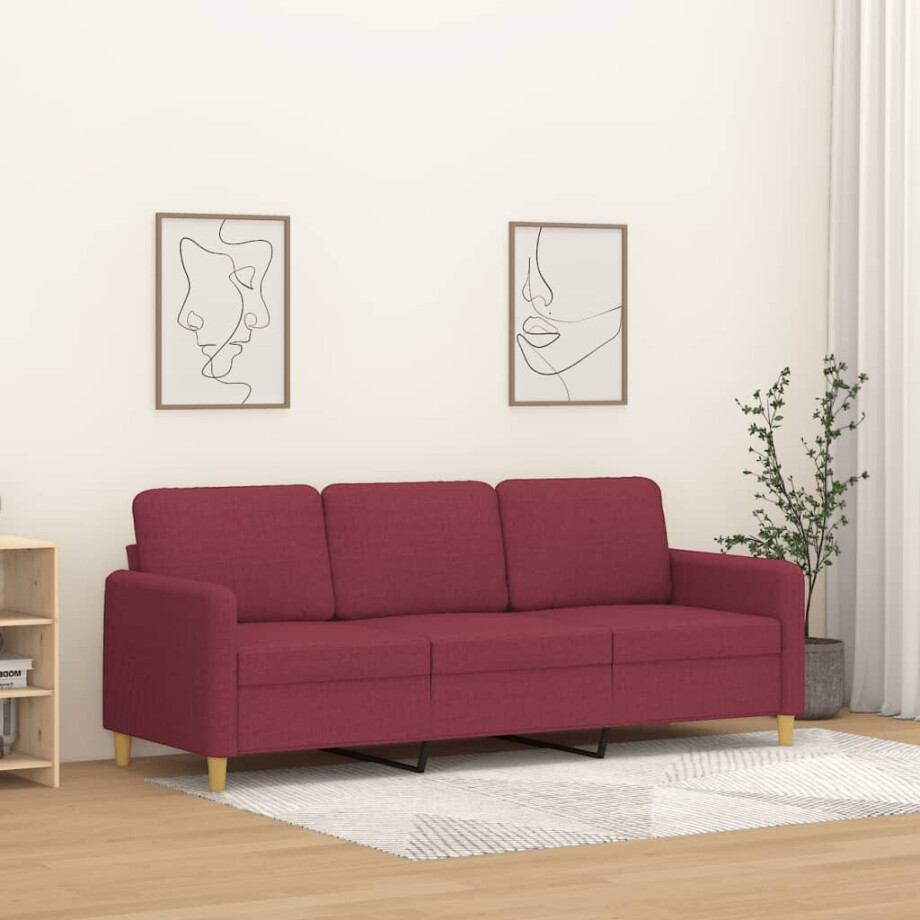 vidaXL Driezitsbank 180 cm stof wijnrood vidaXL Driezitsbank 180 cm stof wijnrood afbeelding 1