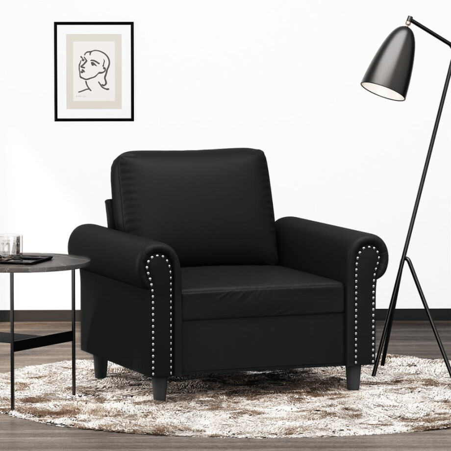 vidaXL Fauteuil 60 cm kunstleer zwart afbeelding 1